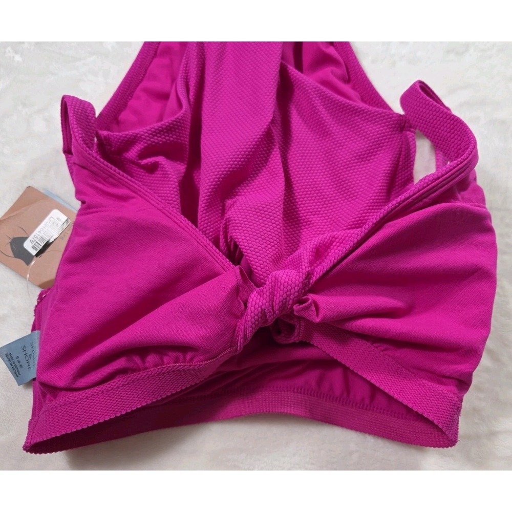 NWT Shade & Shore Pink One Piece Swimsuit Textured High Leg Size S 4-6 - Picture 7 of 12